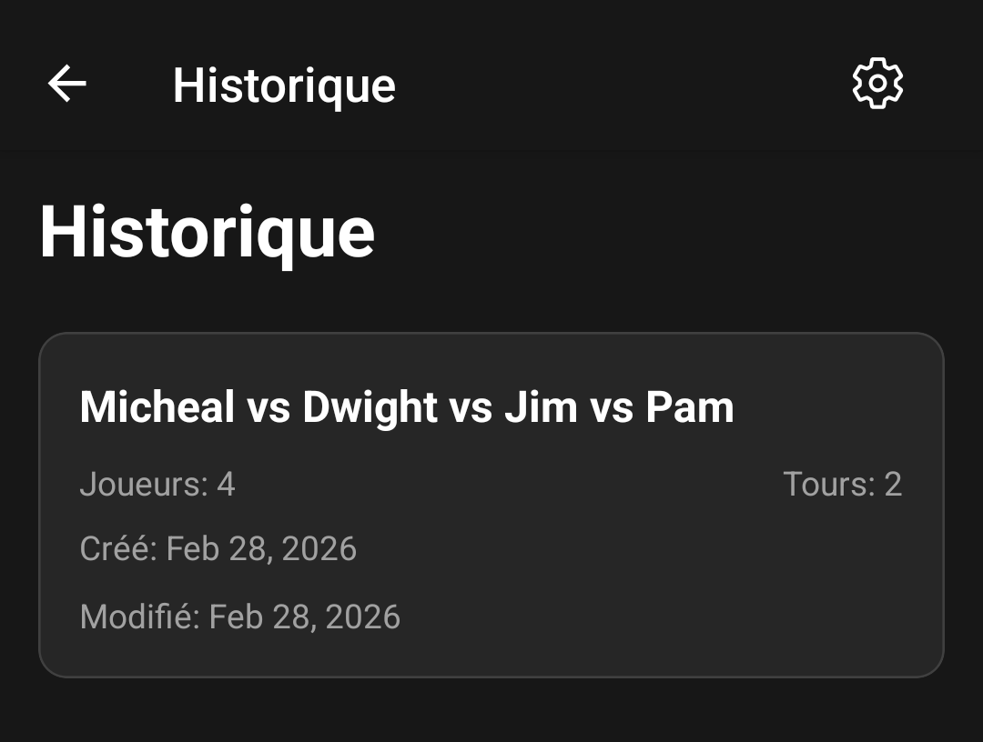 Historique des parties